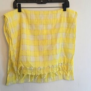 COPY - Yellow and white checked cotton muslin scarf